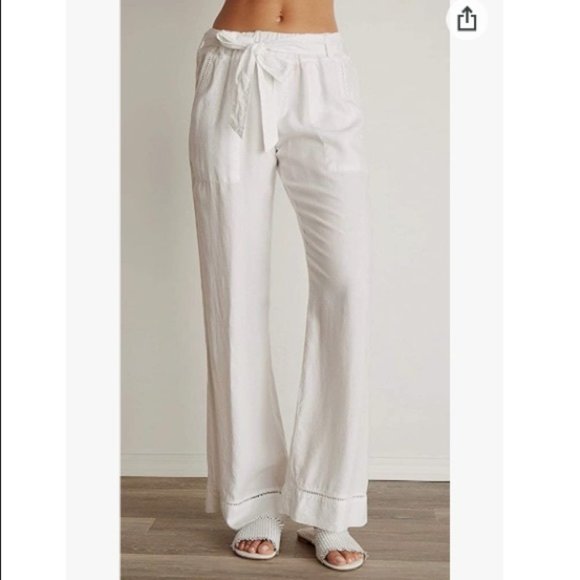 #63❤️ Bella Dahl Wide Leg Drawstring Eyelet Trim Pants - Picture 1 of 4